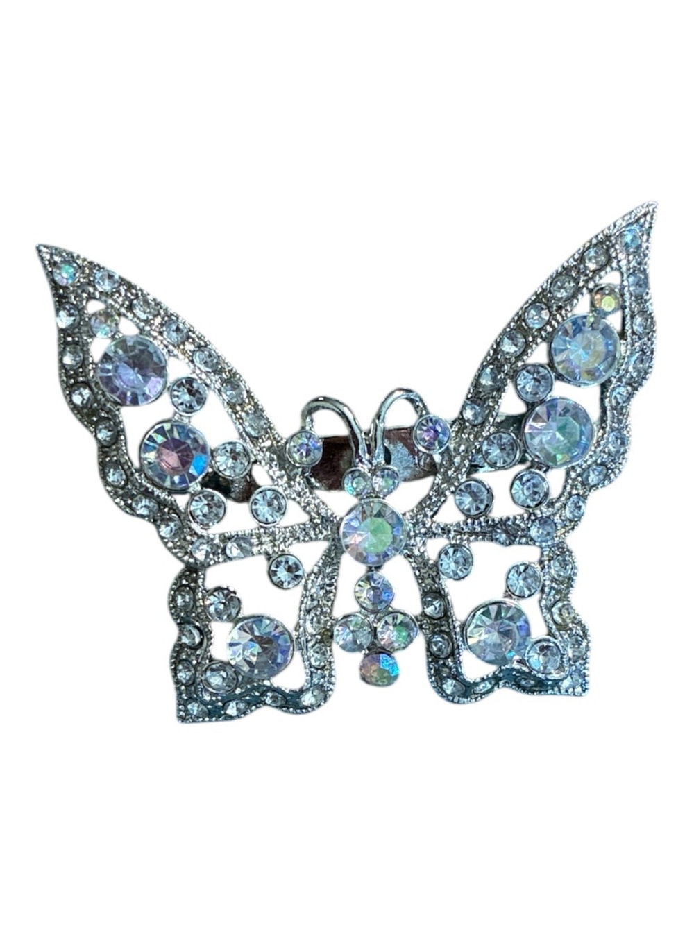 Silver Aurora Borealis Butterfly Brooch